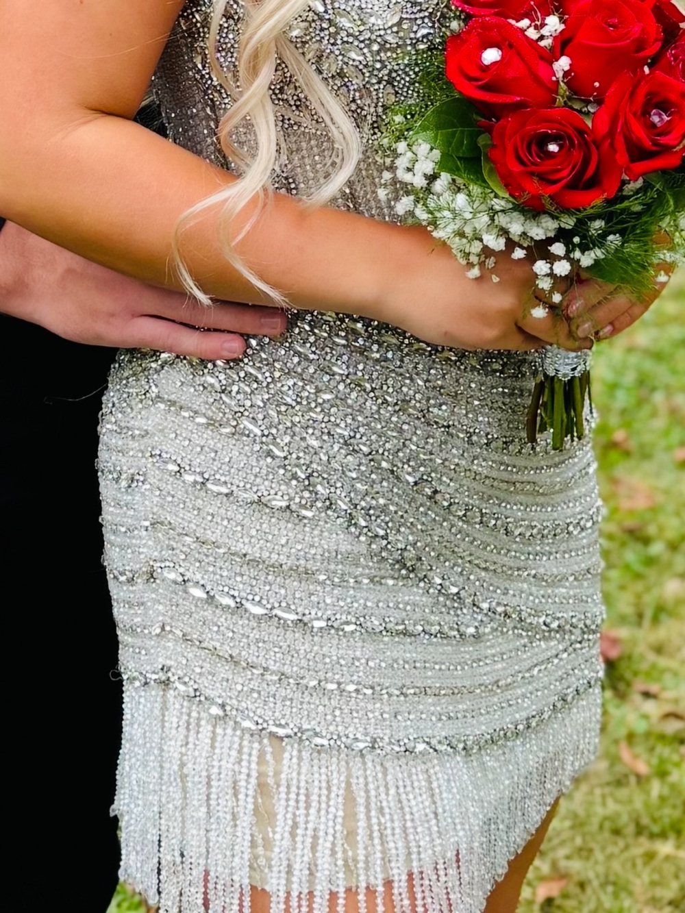Ashley Lauren Embellished Silver Cocktail Dress size 8 - Picture 6 of 8